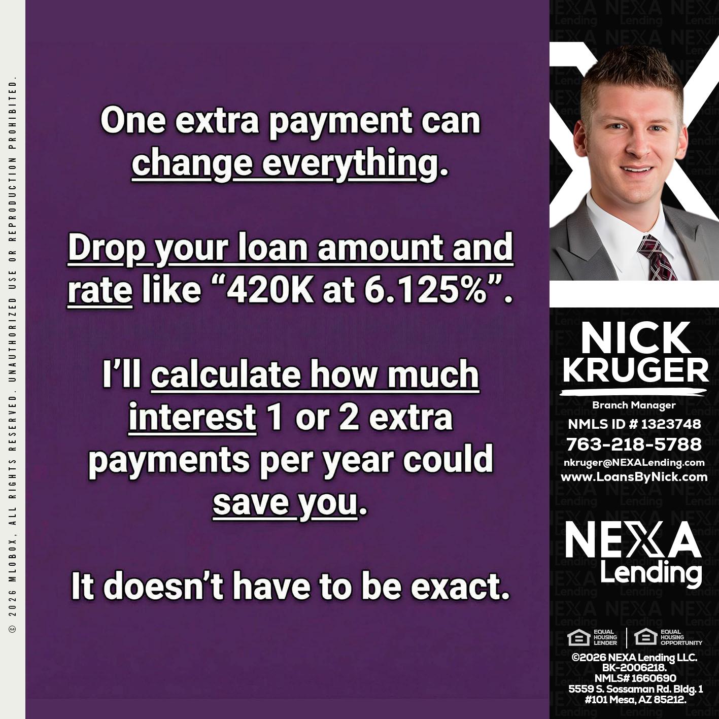 ONE EXTRA - Nicholas Kruger -Loan Officer