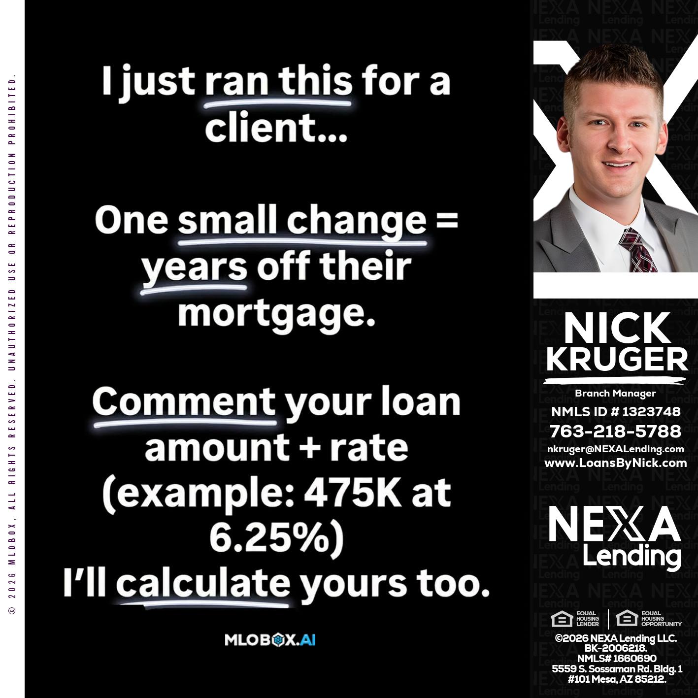 I JUST RAN - Nicholas Kruger -Loan Officer