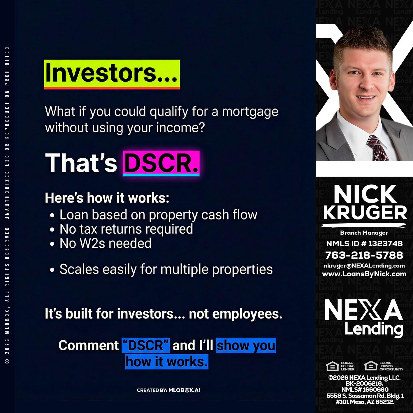 INVESTORS - Nicholas Kruger -Loan Officer
