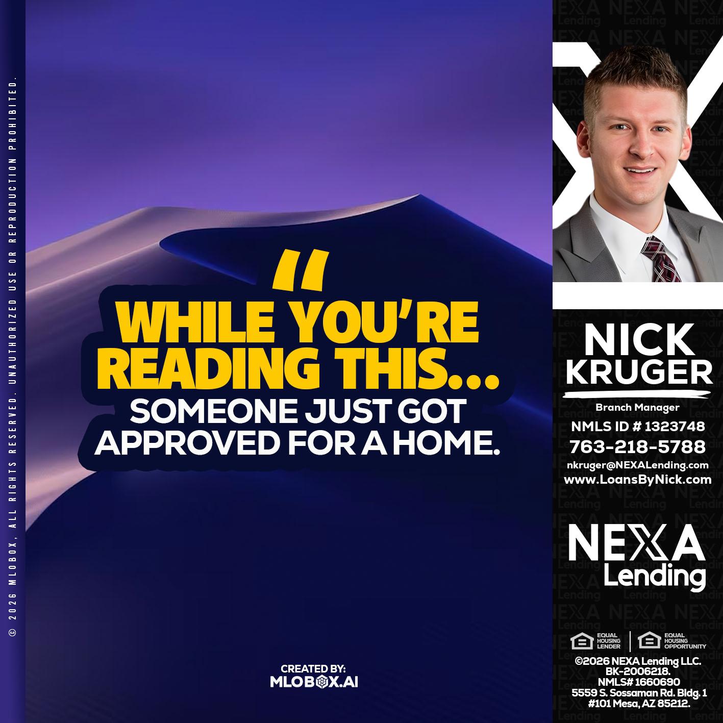 WHILE YOU - Nicholas Kruger -Loan Officer