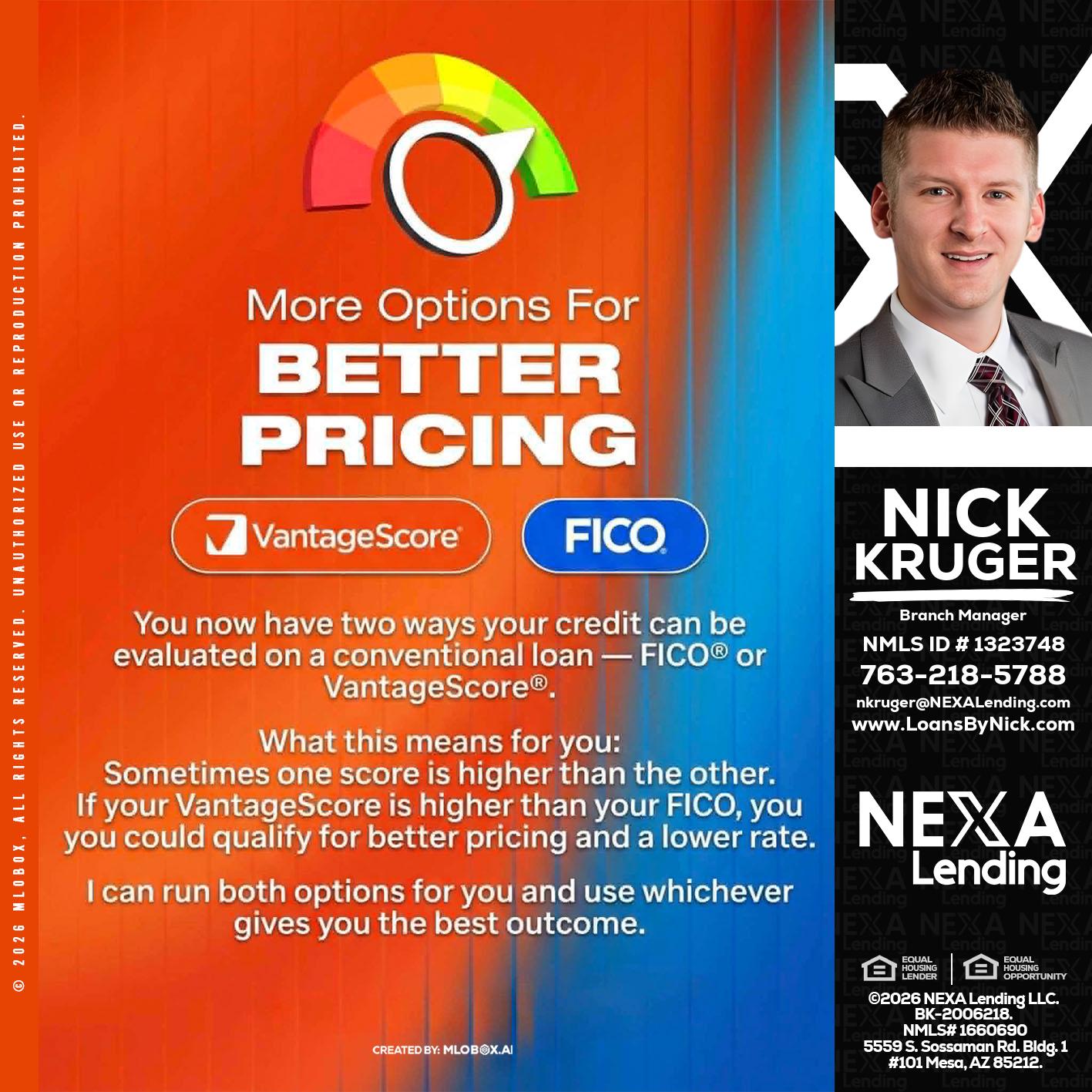 BETTER PRICING - Nicholas Kruger -Loan Officer