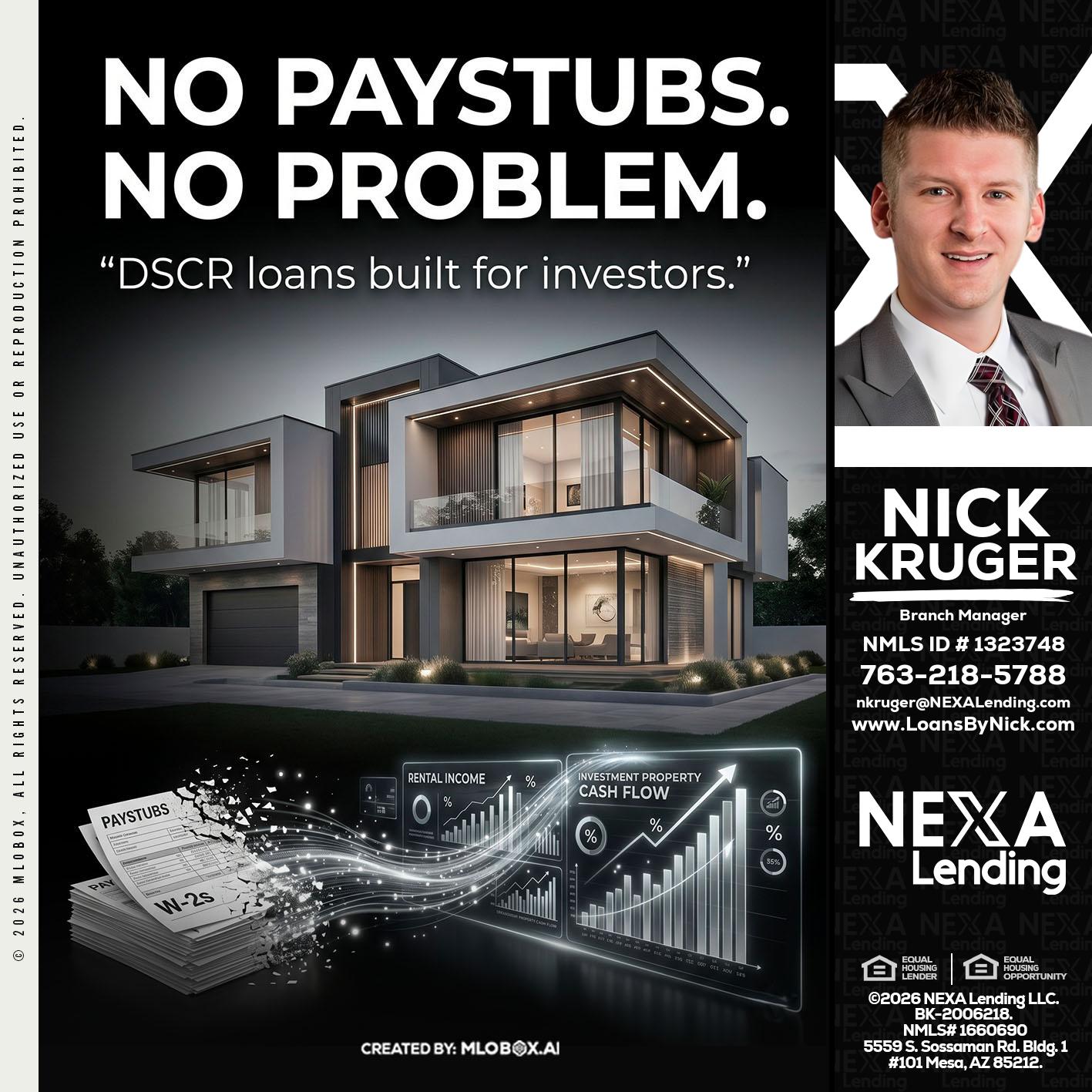 no paystub - Nicholas Kruger -Loan Officer