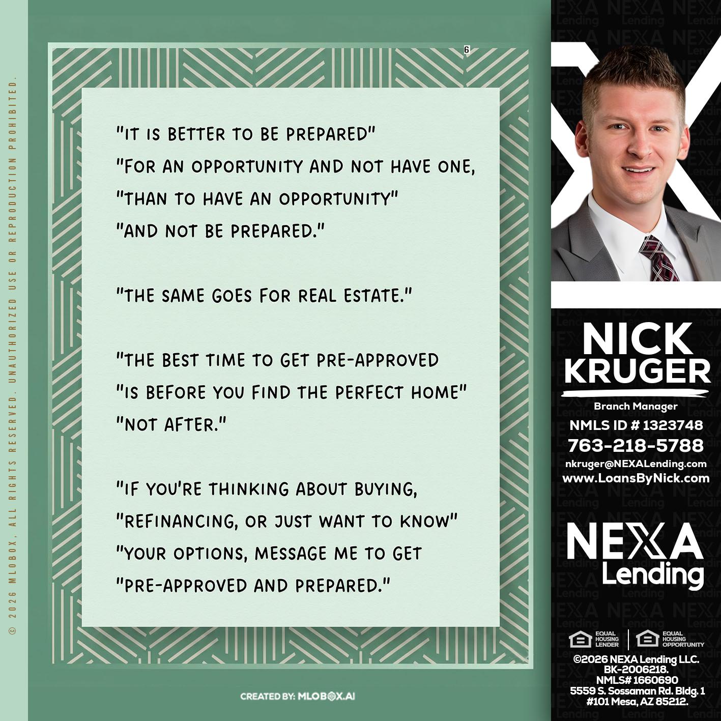 its better - Nicholas Kruger -Loan Officer