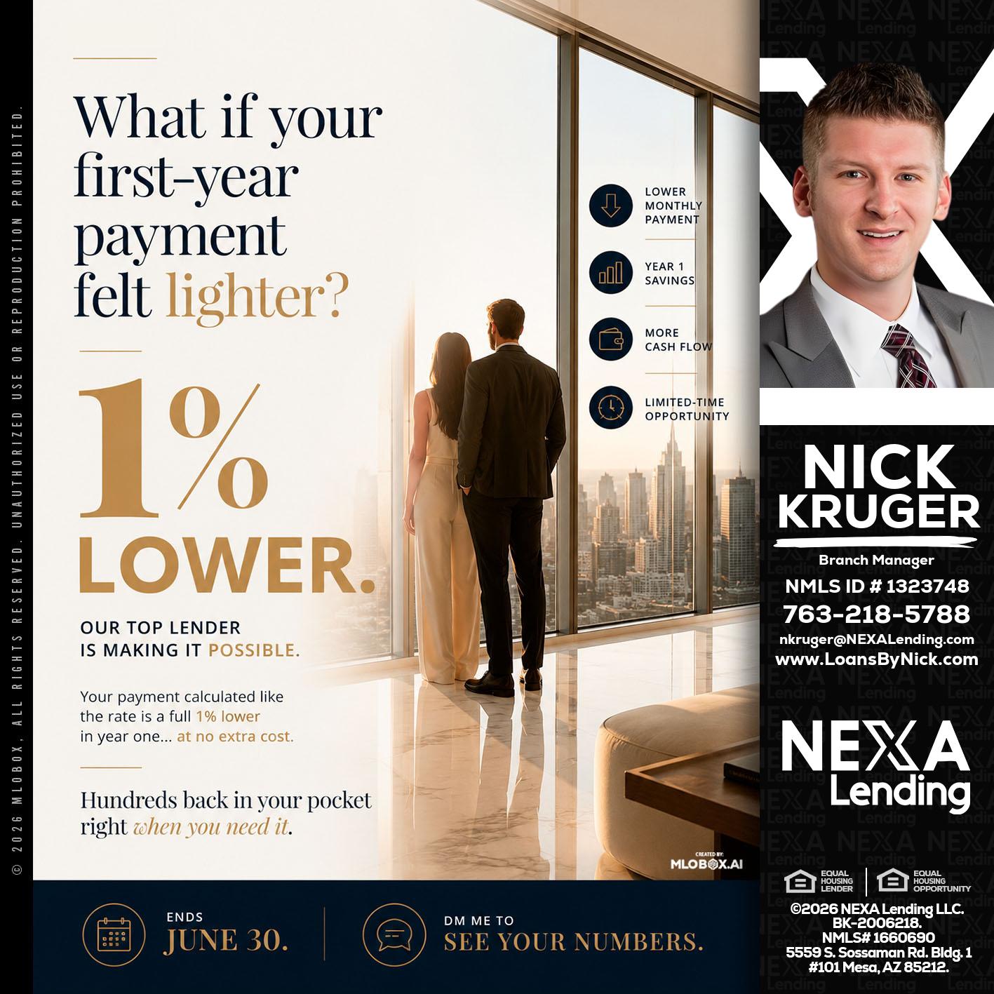 1% lower - Nicholas Kruger -Loan Officer