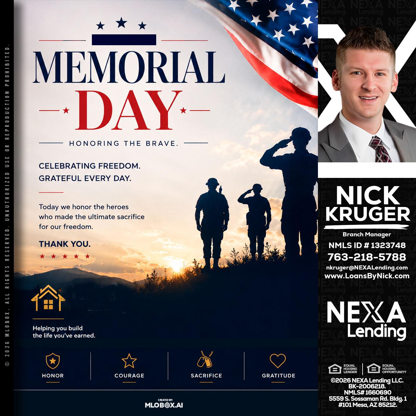 MEMORIAL DAY - Nicholas Kruger -Loan Officer